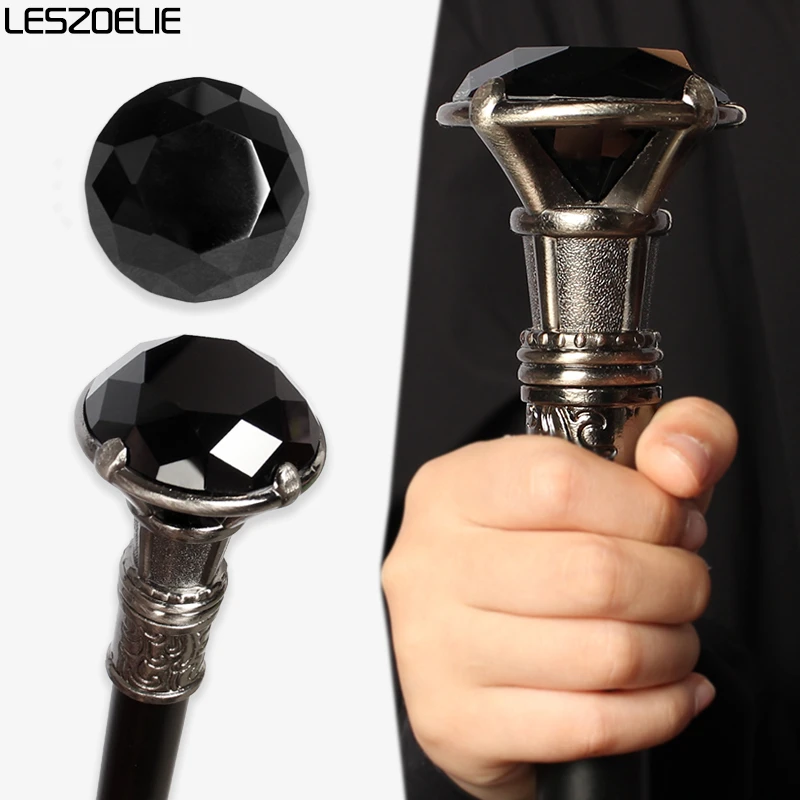 elegant-fashion-black-diamond-silver-handle-walking-stick-canes-vintage-decorative-dark-style-men's-women's-cane