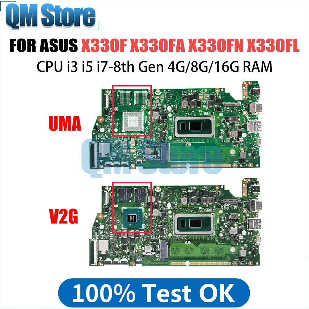 

Notebook Mainboard For ASUS X330F X330FN X330FA X330FL S330F I330F K330F Laptop Motherboard I3 I5 I7 8th Gen CPU 4G 8G 16G RAM