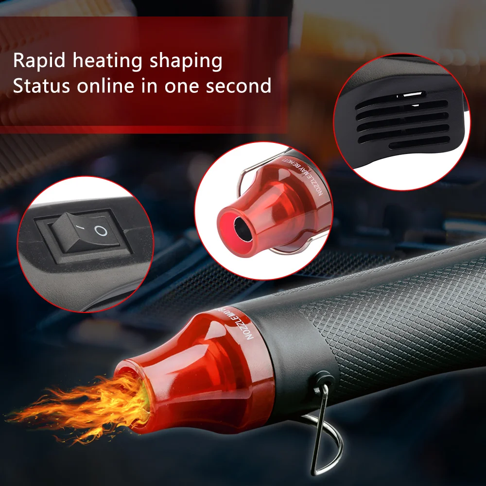 Imagem -02 - Mini Heat Gun 300w Alta Potência Cerâmica Macia Aquecedores de Calor Rápido para Heat Shrink Tubing Heat Shrink Film ue Eua Plug Ac110v 220v