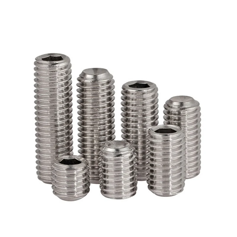 10Pcs Headless Hexagon Socket Grub Screw DIN916 Hex Socket Set Screw Cup Point Stainless Steel M2 M3 M4 M5 M6 M8 M10