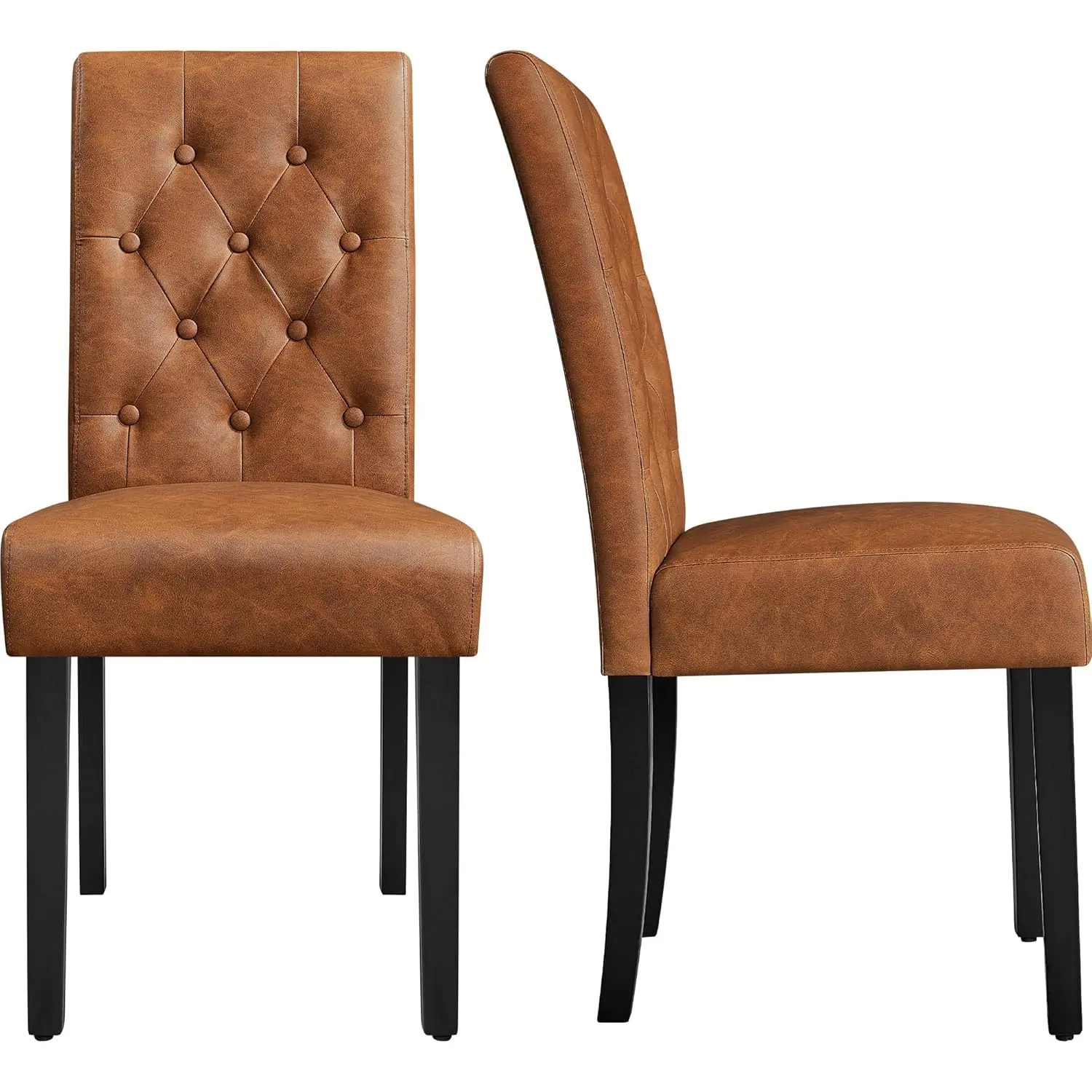 

Upholstered Dining Chairs Set of 2 Modern Leather Parsons Kitchen Chairs with Button Tufted High Back and Solid, Customized