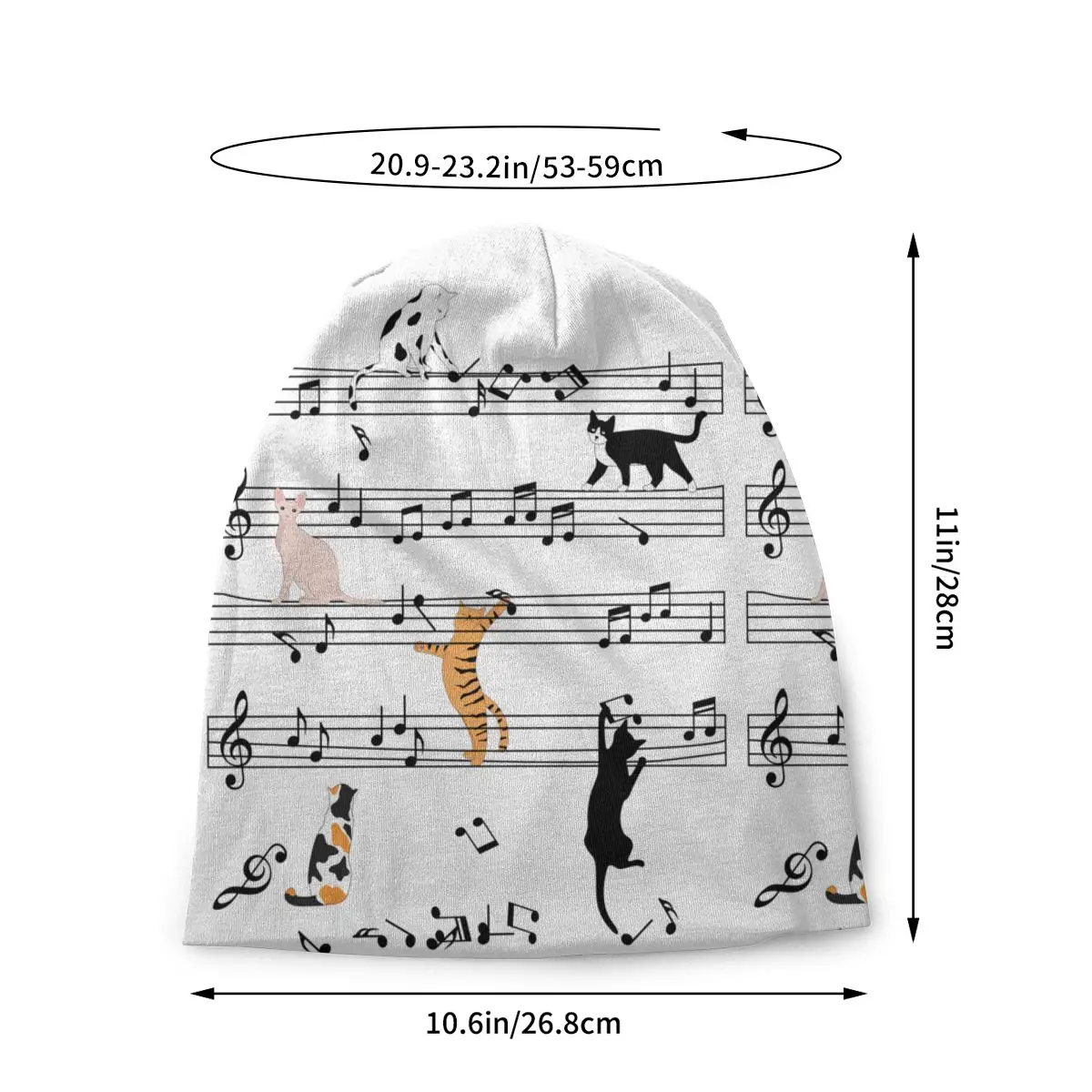 Skullies Beanies Autumn Spring Hats Cat Playing Note Music Thin Bonnet Special Caps Men Women's Earmuffs