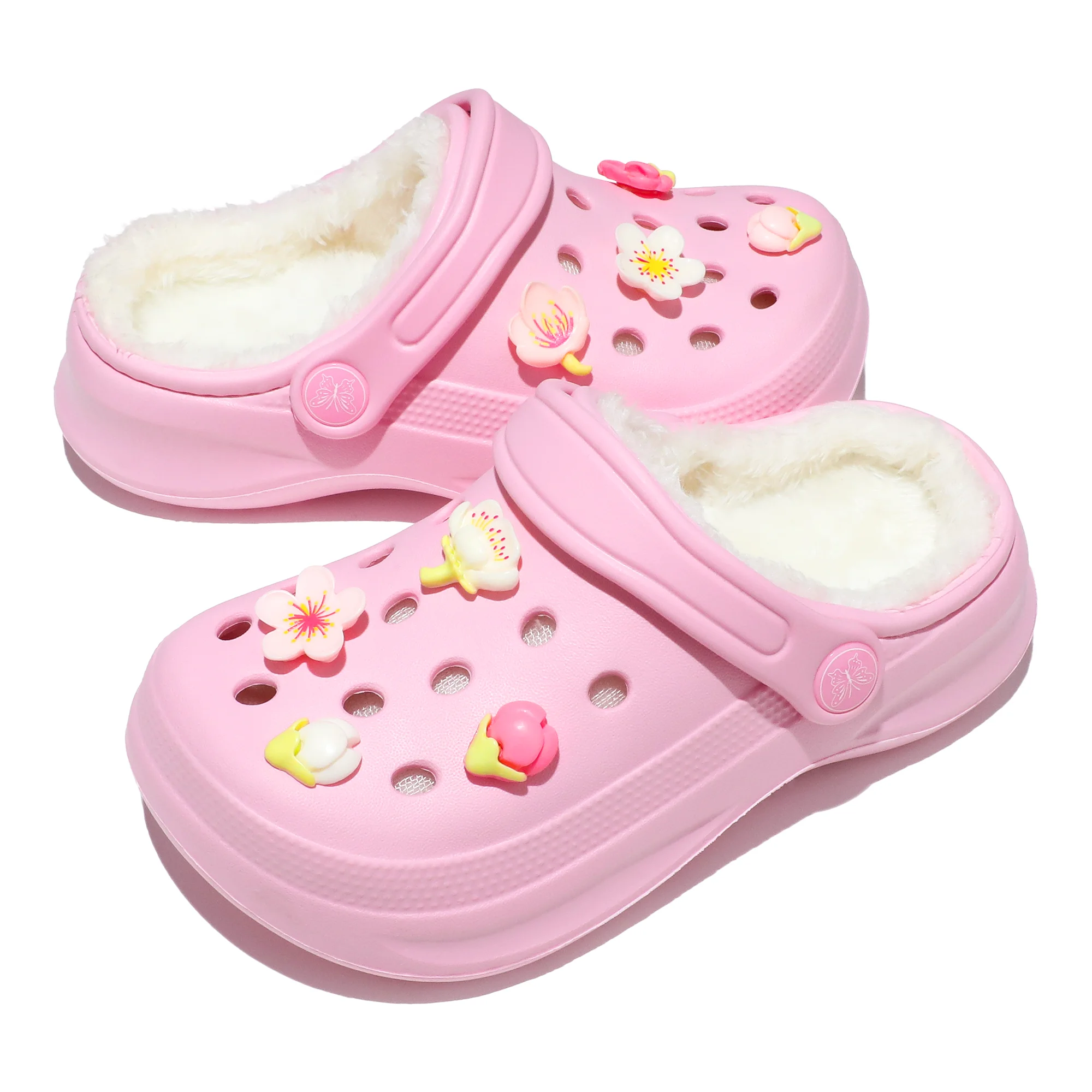 Kinder-Clogs und -Mules mit Fellfutter, leichte Garten-Schuhe mit Baumwollfutter, warme Hausschuhe für Jungen, Mädchen und Kleinkinder, 168. – Detail 9
