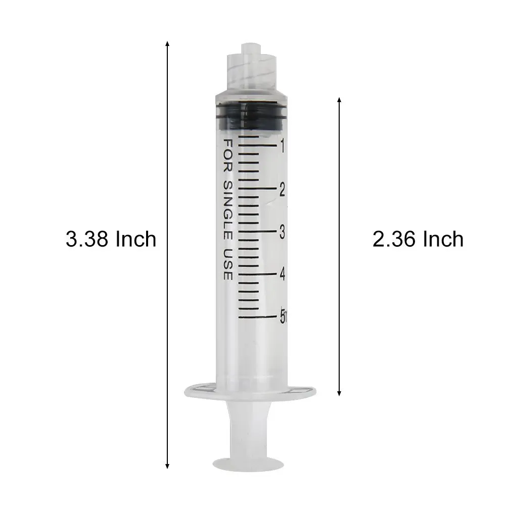 Siringa in plastica monouso sterile Luer Lock da 5 ml, siringa in plastica confezionata singolarmente per uso in laboratorio, 100 pezzi
