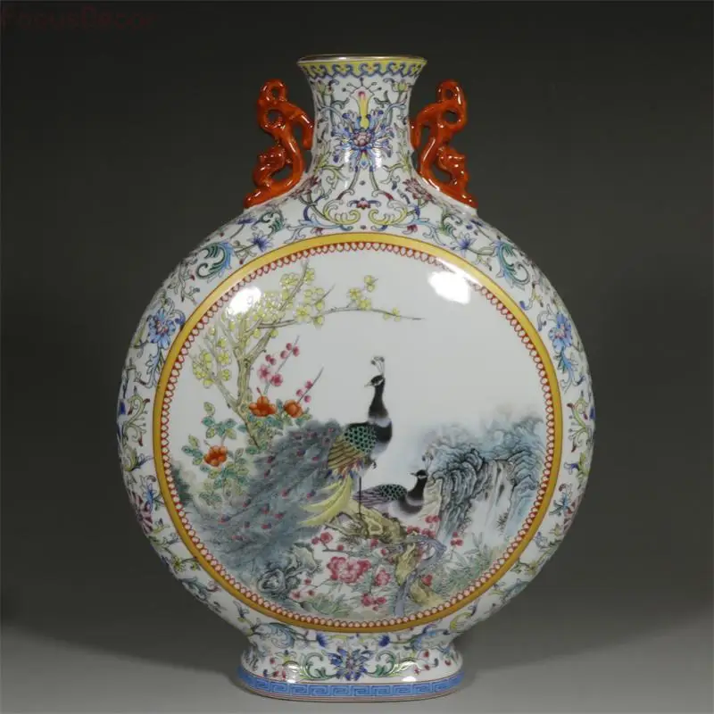 Jingdezhen Keramikvase Ornamente Pastellfenster Mondflasche Chinesische Porzellanvase Boutique Zuhause Wohnzimmer Asiatisches Dekor