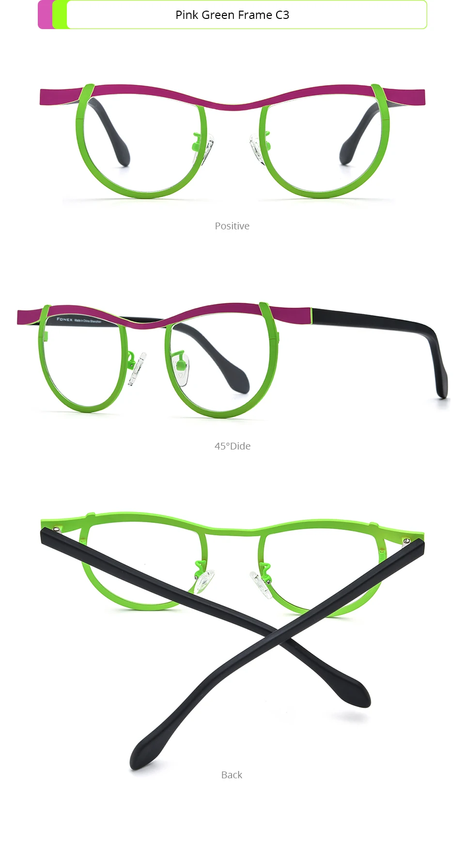 FONEX Acetat Titan Brille Rahmen Männer Neue Marke Design Quadratische Brillen Frauen Brille Hohe Qualität Japanische Brillen 85884 – Detail 9