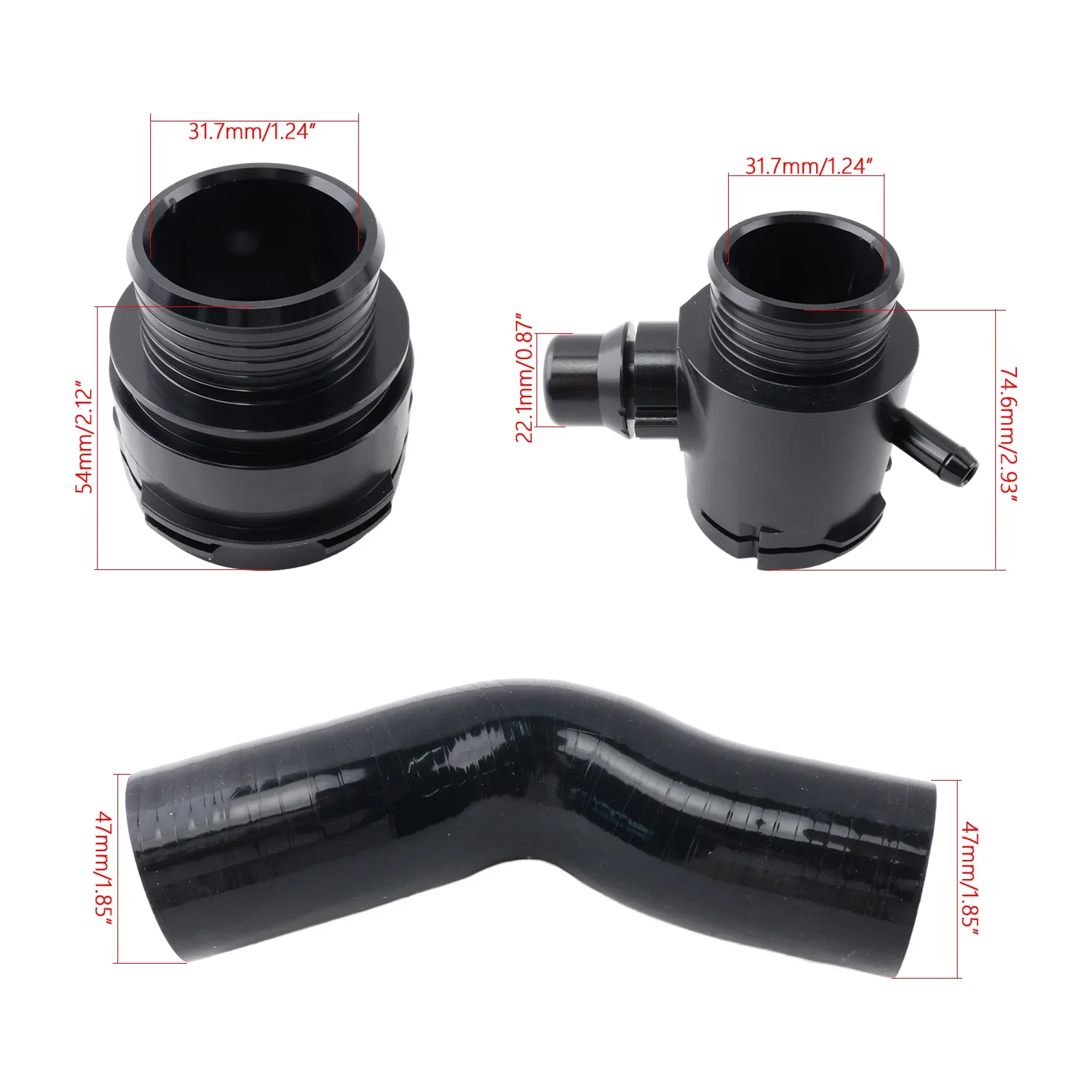 Upper Radiator Hose Repair Kit 17127531579 Replacement For BMW N52 Engine E90 E91 E92 E93 E82 E88, 323i 325i 328i 330i 125i 128i