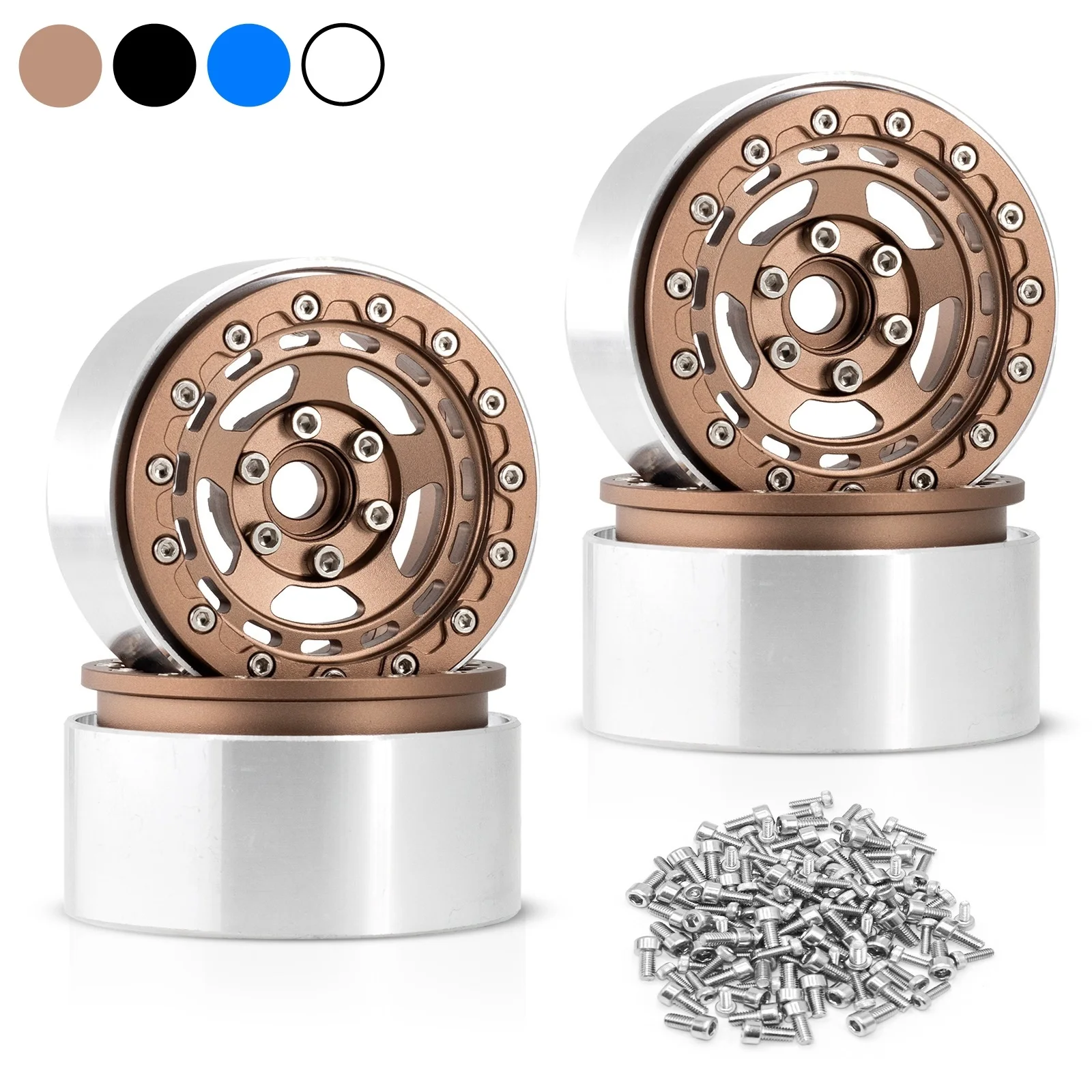 

4pcs Metal 1.9 inch Beadlock Wheel Rim Wheel Hub for 1/10 RC Crawler Car Axial SCX10 Traxxas TRX4 MST RC4WD D90 Redcat Gen8