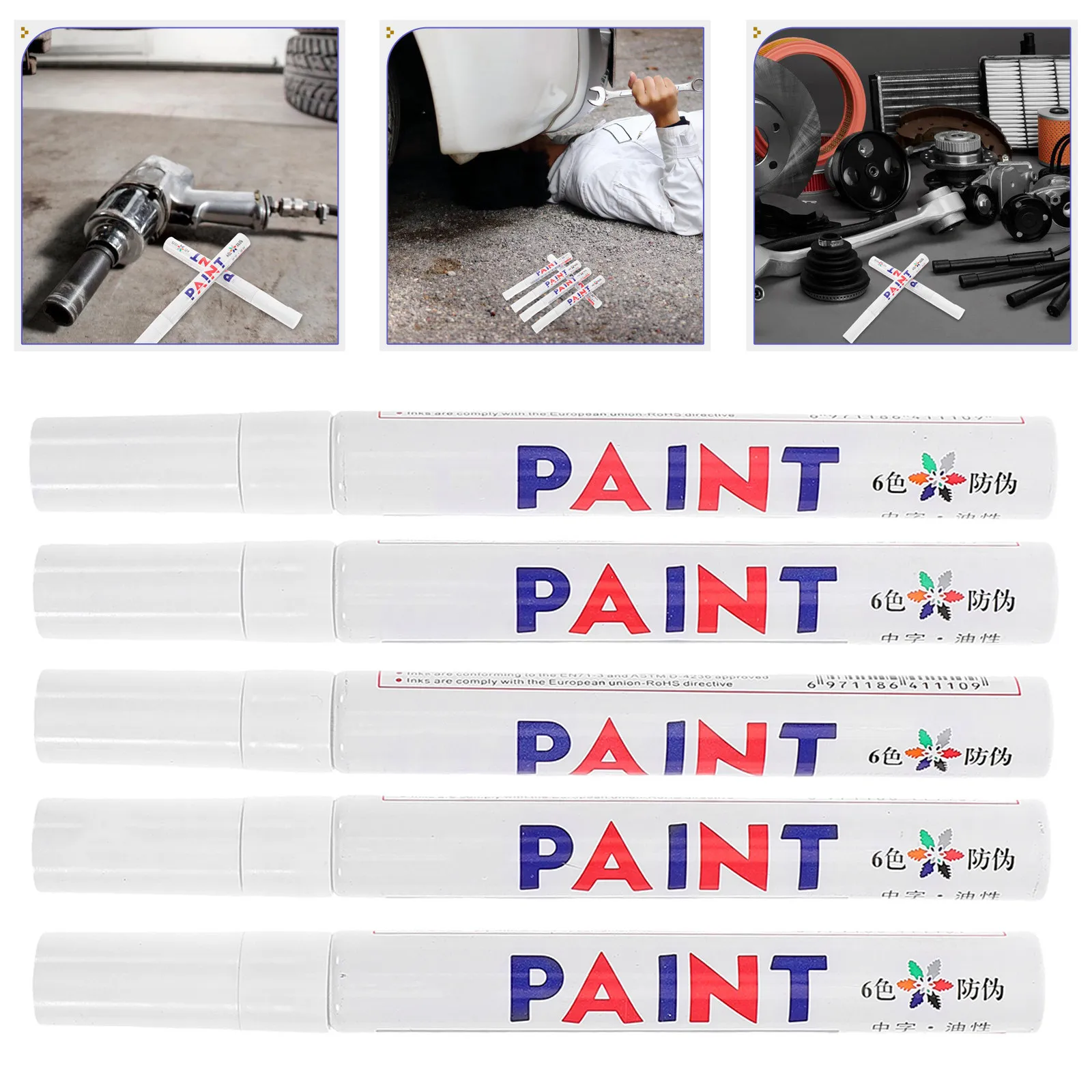 

Набор из 5 перманентных маркеров на масляной основе: яркие, быстросохнущие, водостойкие для DIY, граффити, ремонта шин, металла, пластика, резины