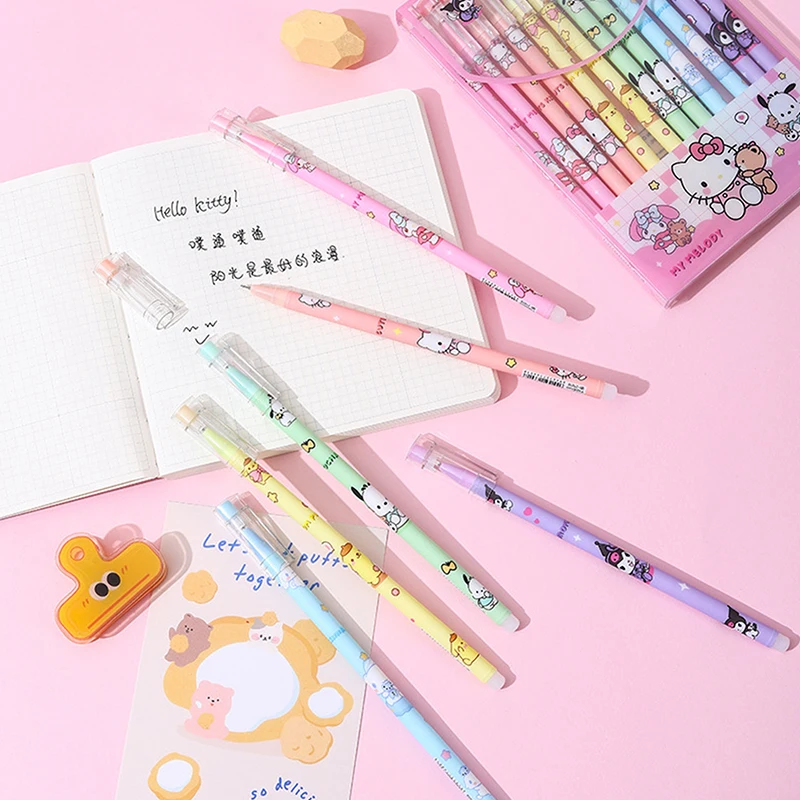 1pcs Sanrio Black Neutral Pen Hellokitty Melody Kuromi Cinnamoroll Roller Ball Pen School Supplies Stationery Wholesale