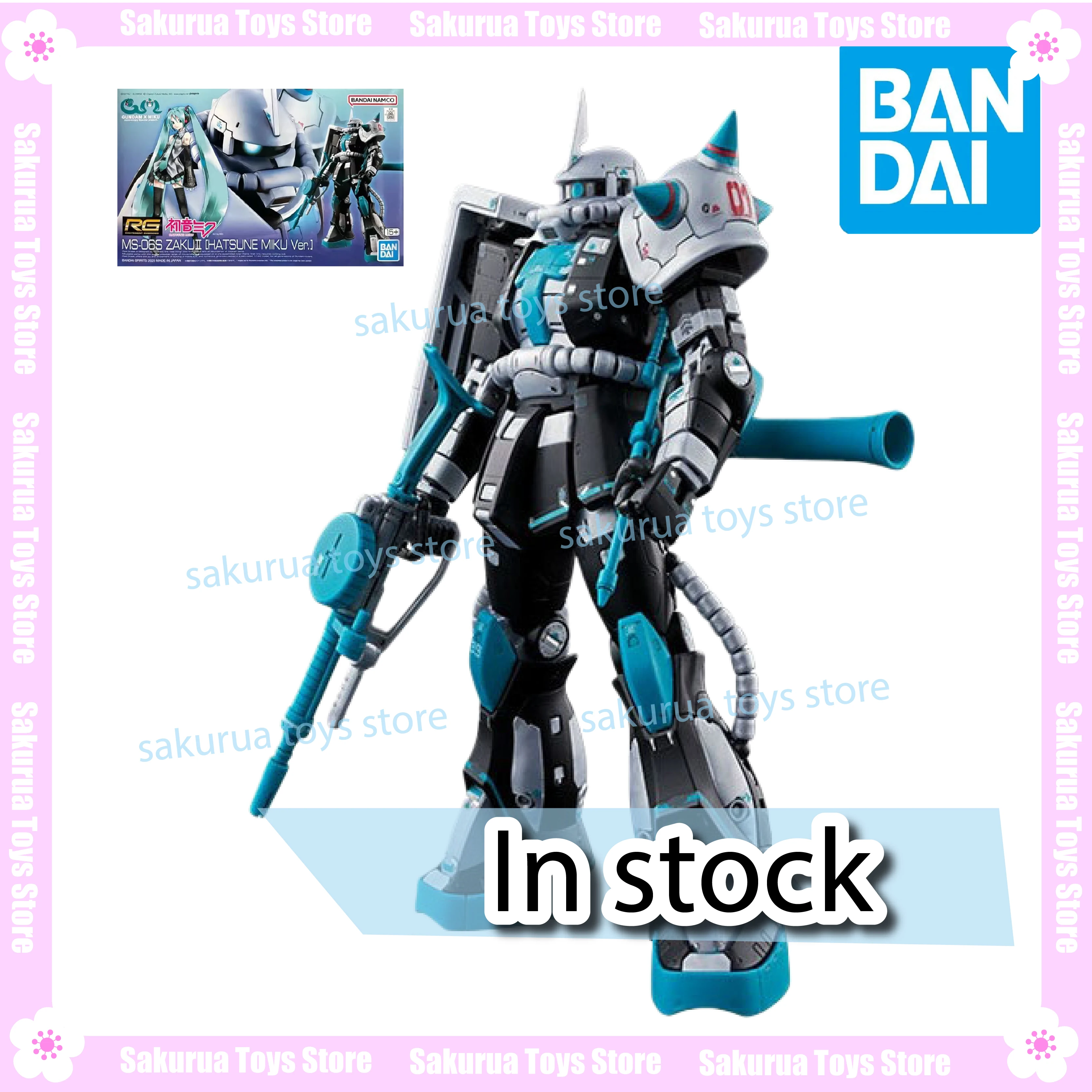 

In Stock Bandai RG 1/144 MS-06S Zaku II Miku Ver. PB Limited Model Assembly Ornaments Movable Figure Collection Gift