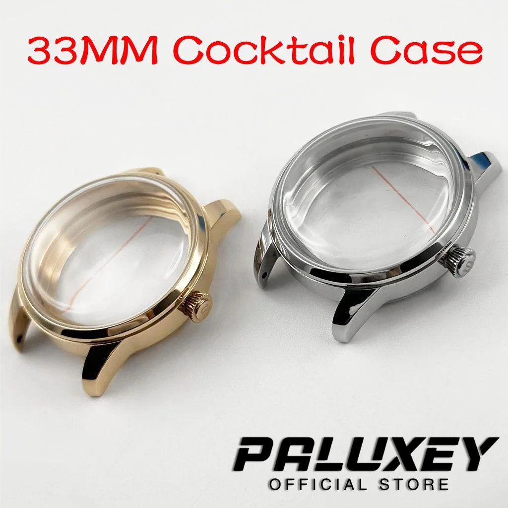 Ladies Women 33MM Rose Gold Cocktails Stainless Steel Watch Case S Crown Suitable for NH34 NH35 NH36 NH38 NH70 NH72 Movement