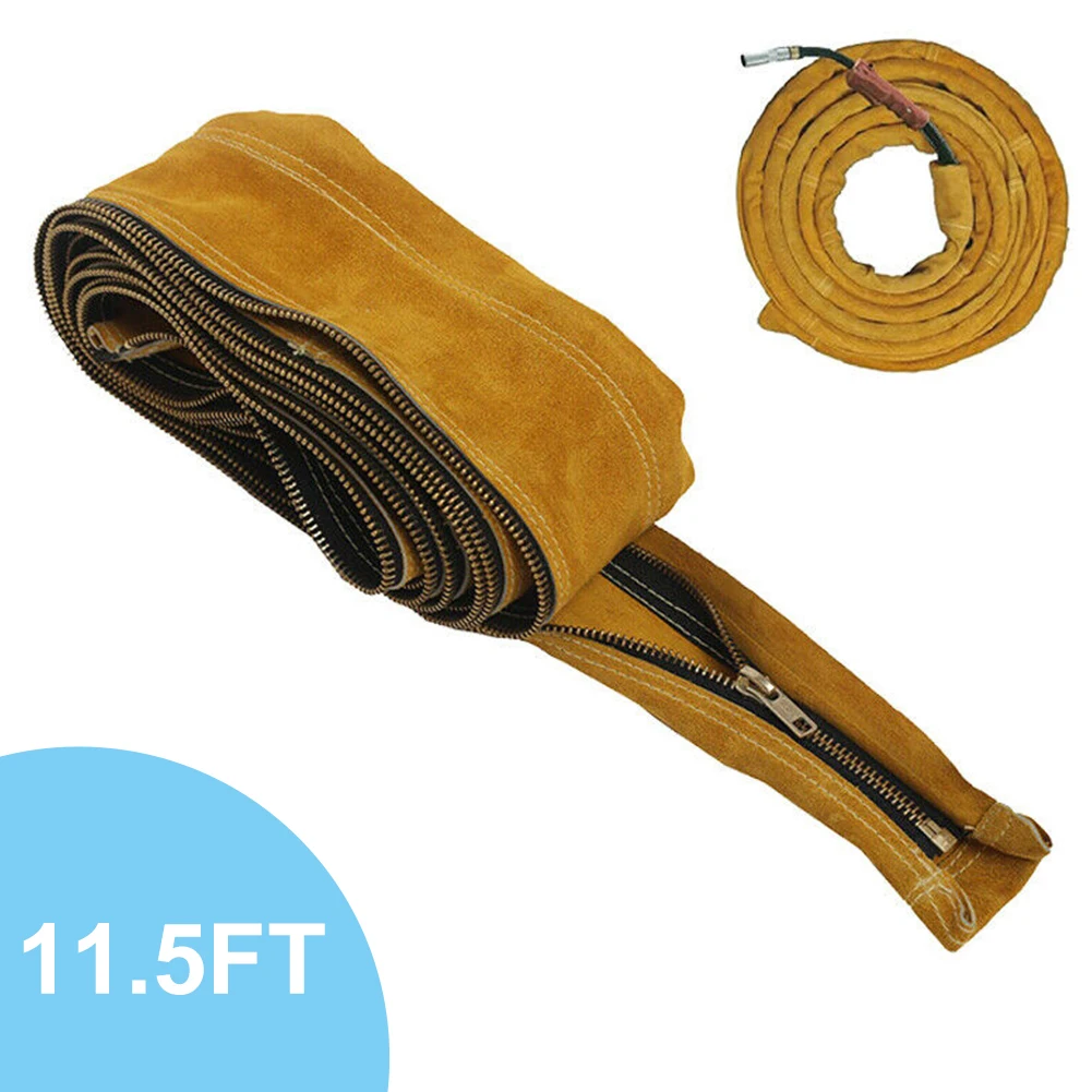 TIG Mig Cowhide Leather Welding Torch Cable Hose Cover 11.5ft/25ft  L 4in Wide 25-foot Length TIG Welding Torch Hose Sheath