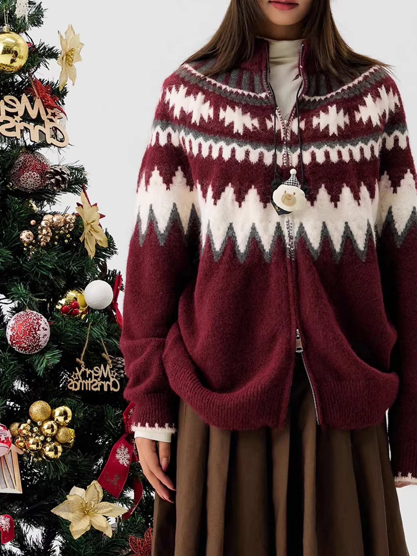 

American High Street Fair Isle Knitted Cardigan Sweater Camere Cisas Couple Sle Spring Opening Casual Brand