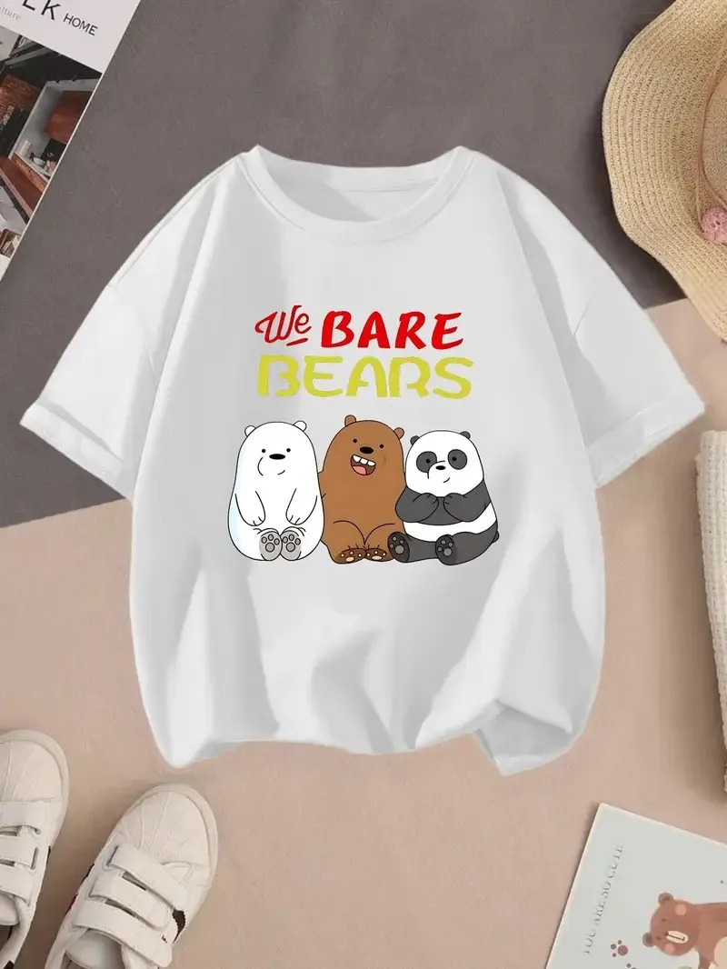 

We Bare Bears Cartoon Printed Cotton T Shirt Cute Bear Characters Graphic Tee for Casual Wear Print New Arrival Tee S-4XL
