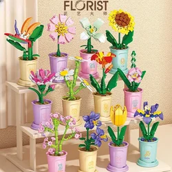 Bouquet Flower Small Particle Assembled Building Blocks Toys for Girls 7 to 10 Years Mini Block Construction Set Toy Adults Gift