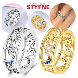 Silver 925 Shooting Stars Open Ring Elegant Simple 925 Silver Rings for Women Anniversary Gift Original Fine Jewelry Accessories