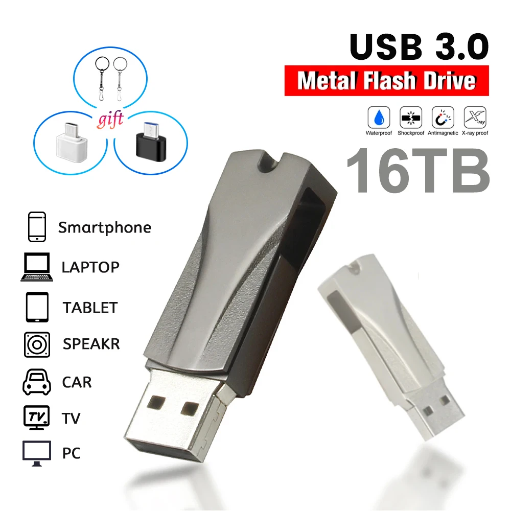 

High Speed USB 3.0 Pendrive Type c Metal Memoria USB Flash Disk 4TB 8TB 16TB U Disk 512GB For Lenovo Laptop UAV OTG Memory Stick