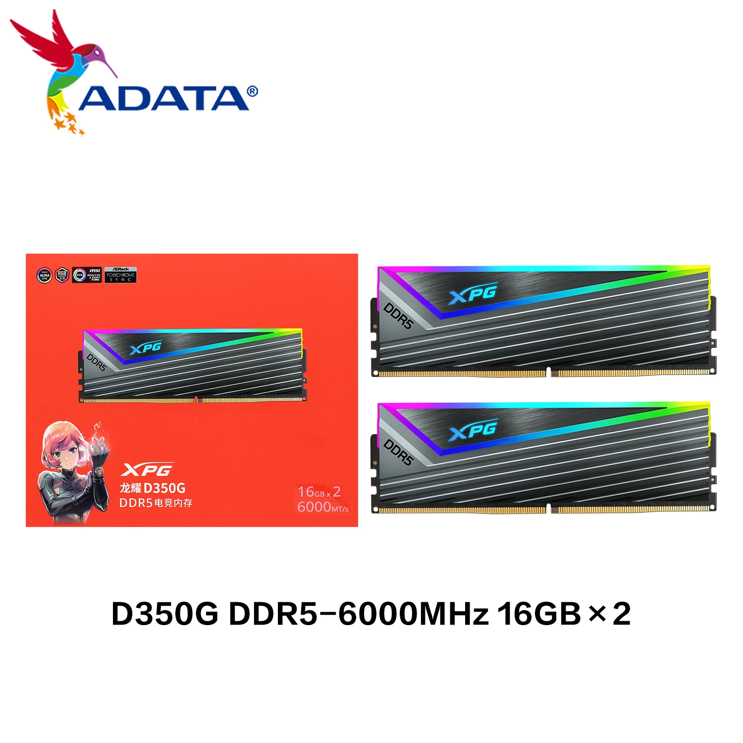 ADATA XPG LANCER D350G RGB DDR5 DRAM MODULE 6000MT/s 16GBX2 CL30-40-40 AMD EXPO & Intel XMP3.0 Support with Heatsink For Desktop