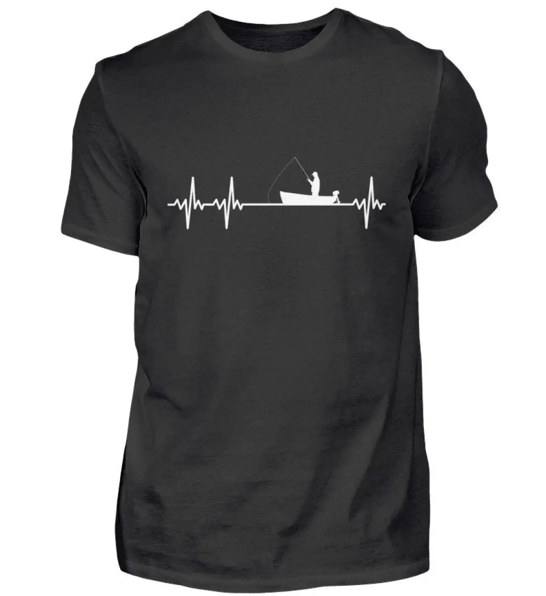 Angler Heartbeat Fishing Fisherman Frequency Heart Rate Pulse White T Shirt