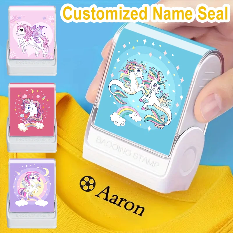 Customized children's name stamp,personalized waterproof stamp for clothing,Men's and women's personalized ink pad stamps