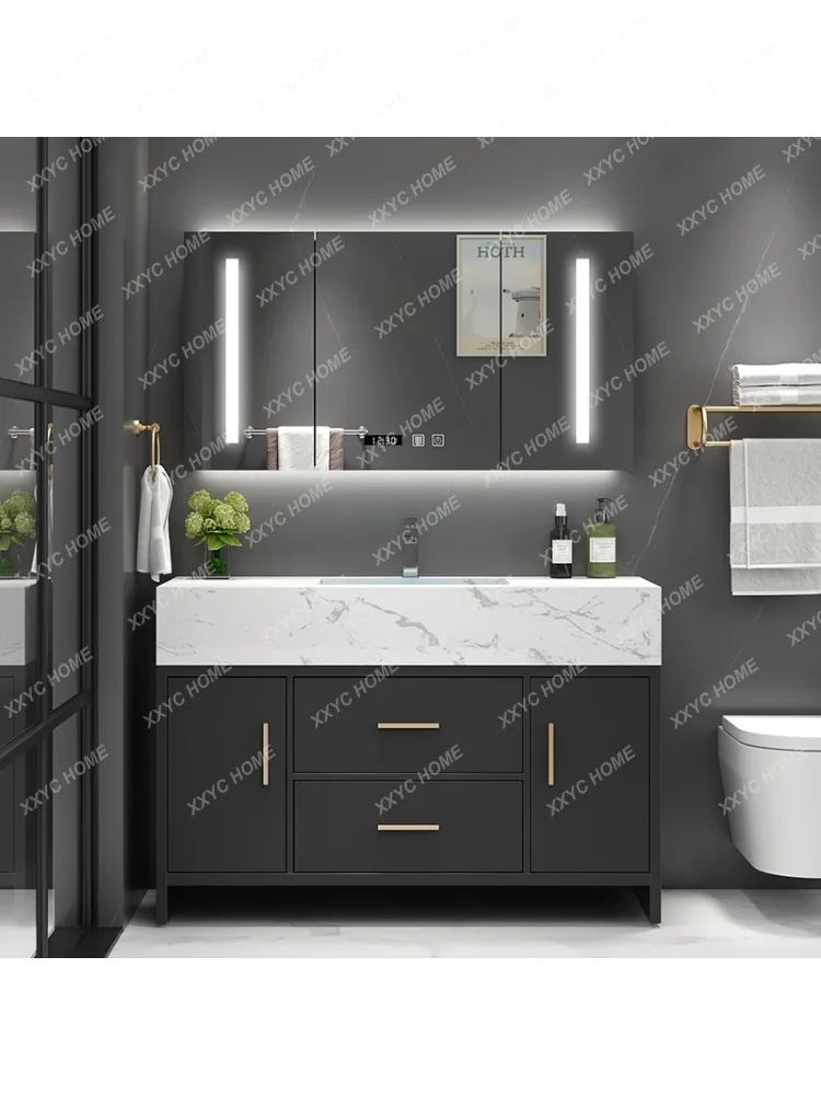 Wash Basin Cabinet Combination Marble Floor Cabinet Can Be Upgraded to Stone Plate Washroom