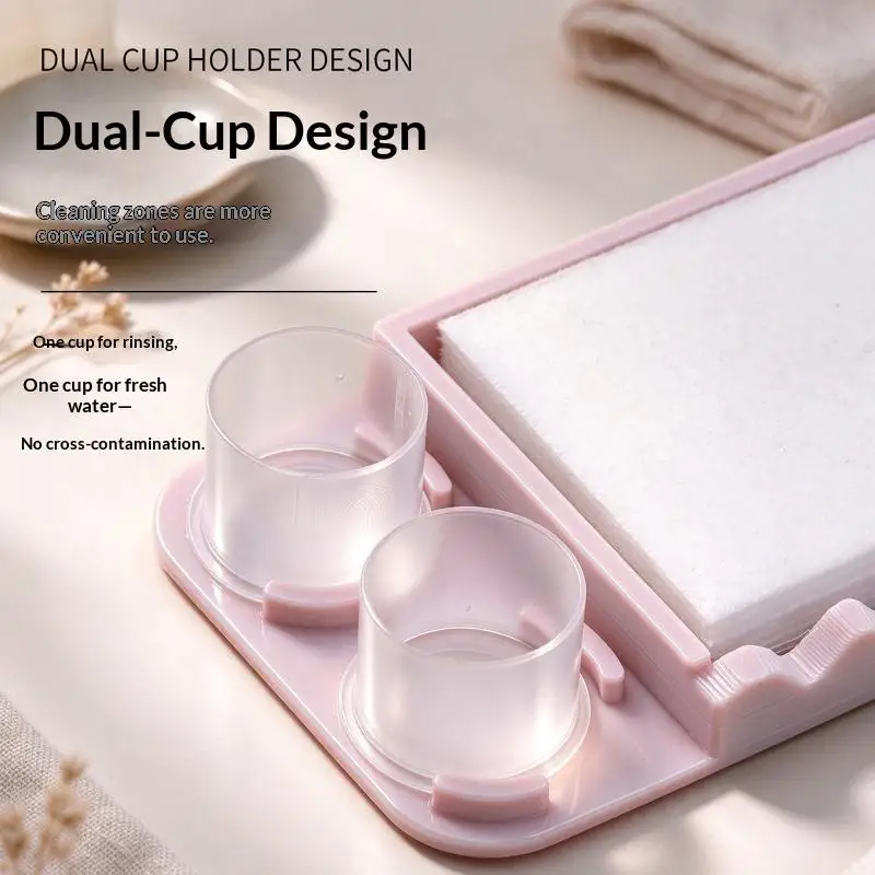 【HBA】Non Slip Nail Brush Cleaning Tray Multi Functional Cotton Pads Nail Brushes Nail Art Cleaning Tool