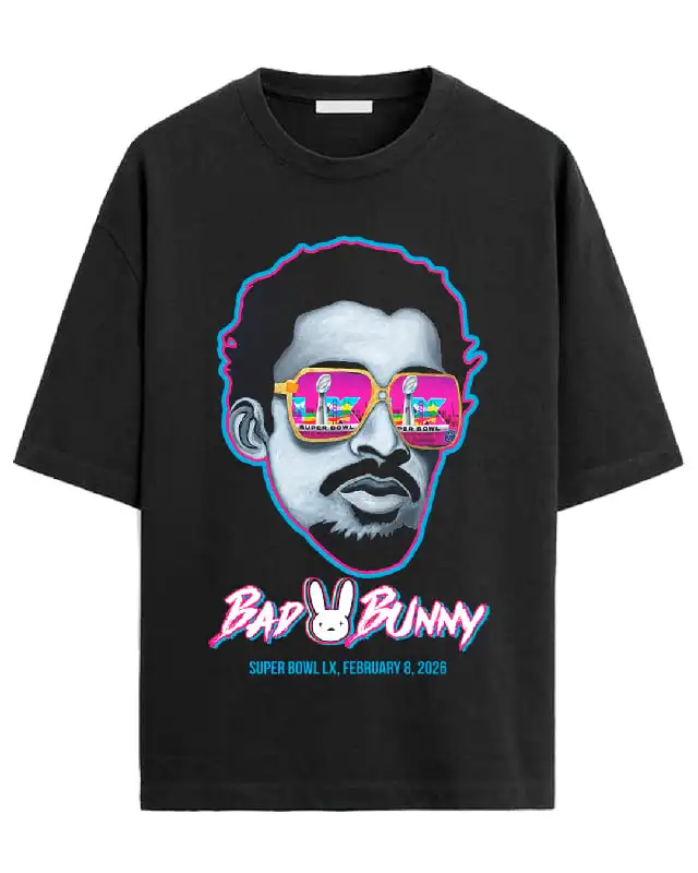 BAD BUNNY BIG FACE Grafik-T-Shirts, übergroß, für Damen und Herren, Streetwear, Baumwolle, hochwertige, kurzärmlige, weiche Kleidung für Damen und Herren