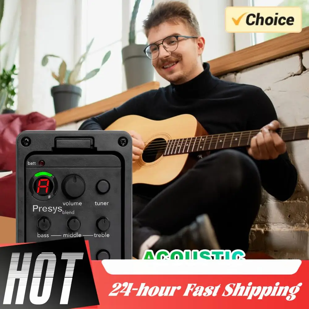 For Fish man Presys Blend Plastic 301 Guitar Pickup with Tuner Guitar Preamp EQ Equalizer Guitar Soundhole EQ Parts Accessories