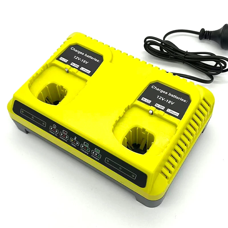 Lithium-Ion Battery Fast Charger For RYOBI 18V ONE+ Li-Ion Battery P117 Portable Charging Station Dual-Port 18V Battery Charger