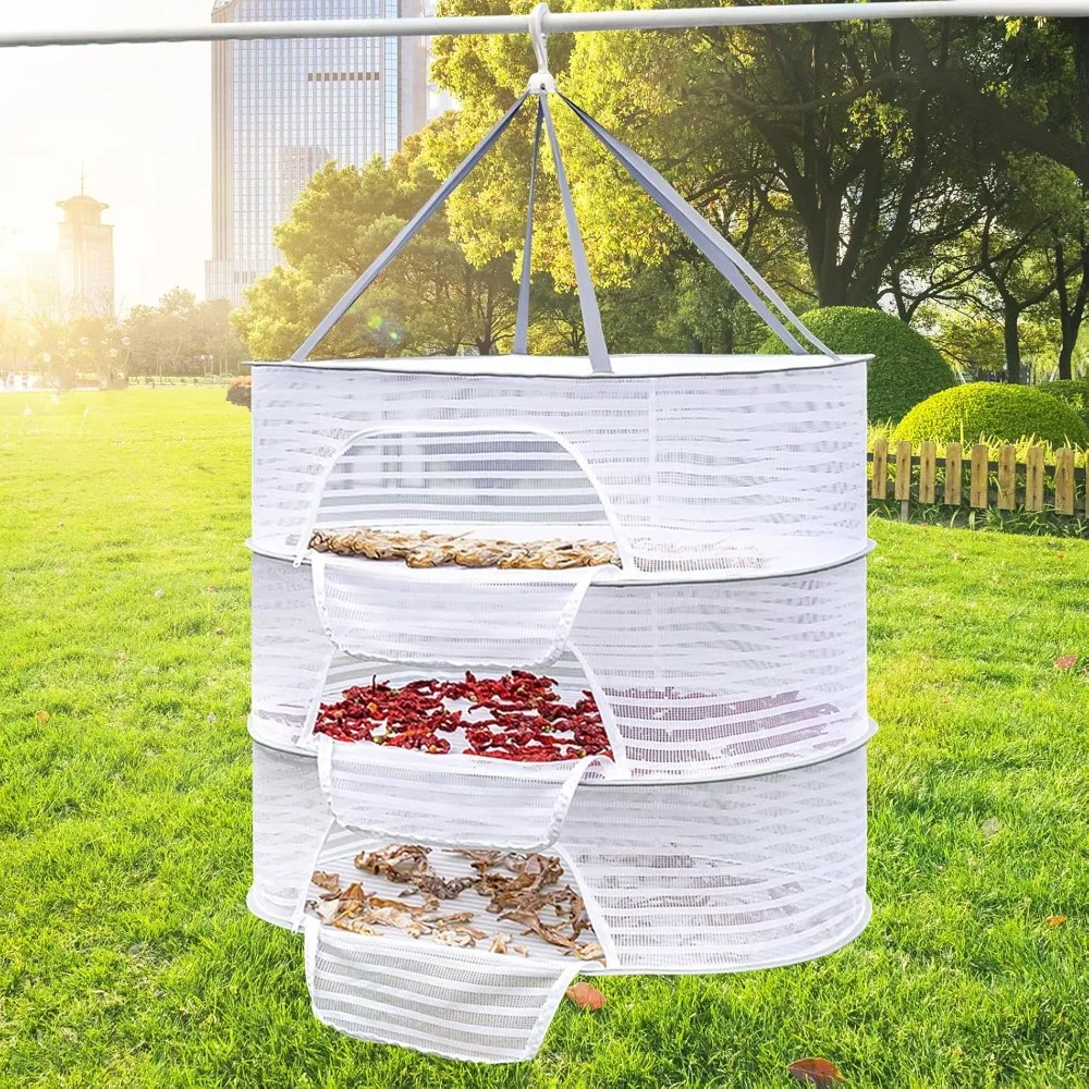 Filet de séchage multifonctionnel d'extérieur, filet de séchage pliable pour vêtements, cage de séchage suspendue pour légumes, filet de séchage domestique, support de rangement en maille pour bourgeons de fleurs et plantes, étendoir à vêtements