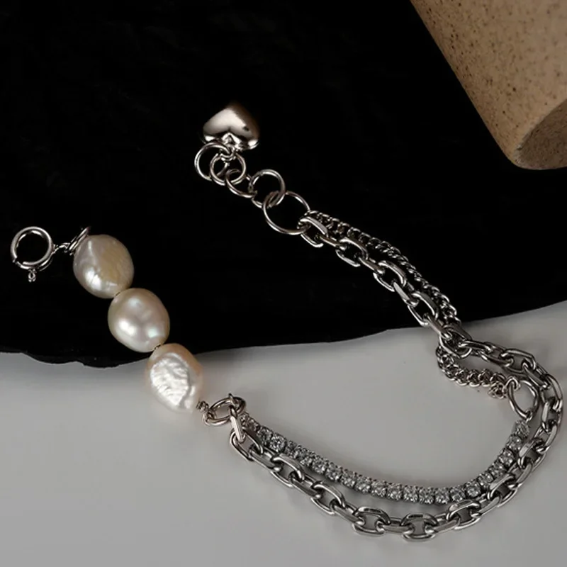 

Youth of Vigor Solid 925 Silver Baroque Pearls Unique Multi Chains Statement Bracelet Y1S2B21036