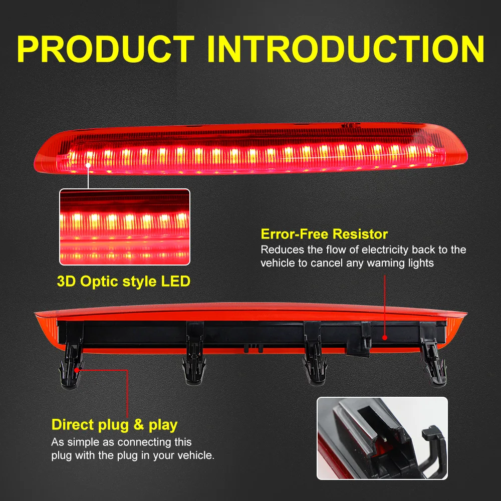 

Barn Door Car Third Brake Light For Audi A3 8P RS3 2004-2013 8P3945097 High Level Stop Light Red Black Accessories