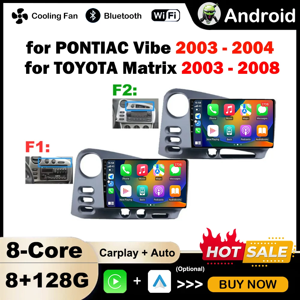 9 ''für Pontiac Vibe 2003-2004 Toyota Matrix 2003-2008 Auto Multimedia Radio Player Android OS GPS Navi Auto Tools HD-Bildschirm