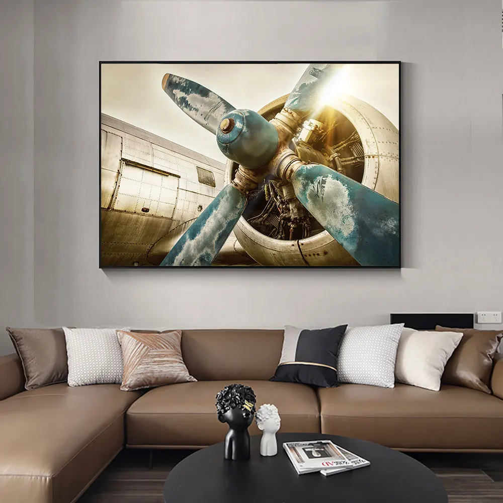 

Aircraft Propeller Poster Wall Art Modern Aviation Combat Aircraft Painting Vintage Airplane Painting for Living Room Home Decor