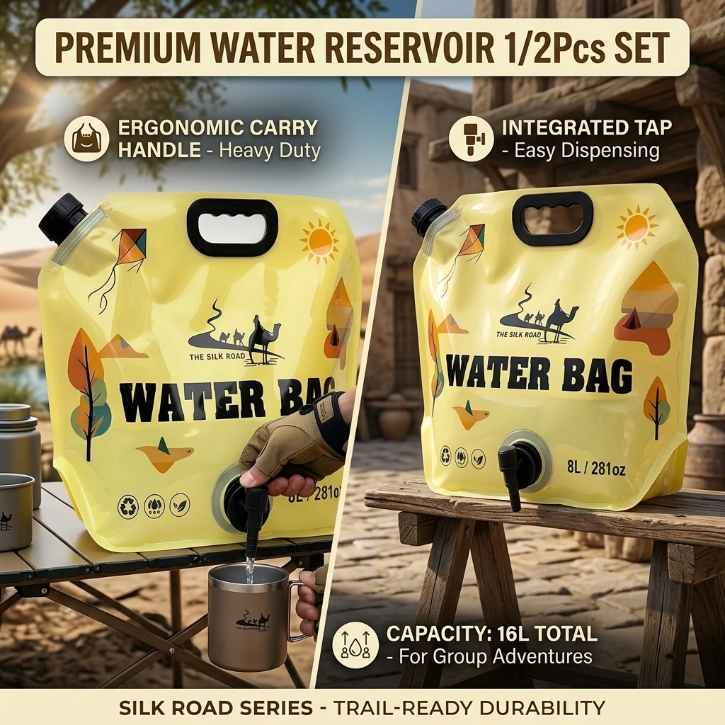 Camping Cooking Bag - 1/2 個キャンプ折りたたみ式ウォーターバッグボトルタップ付き 8L 屋外ハイキングウォーターバケットバッグ大容量水容器キャンプ用品