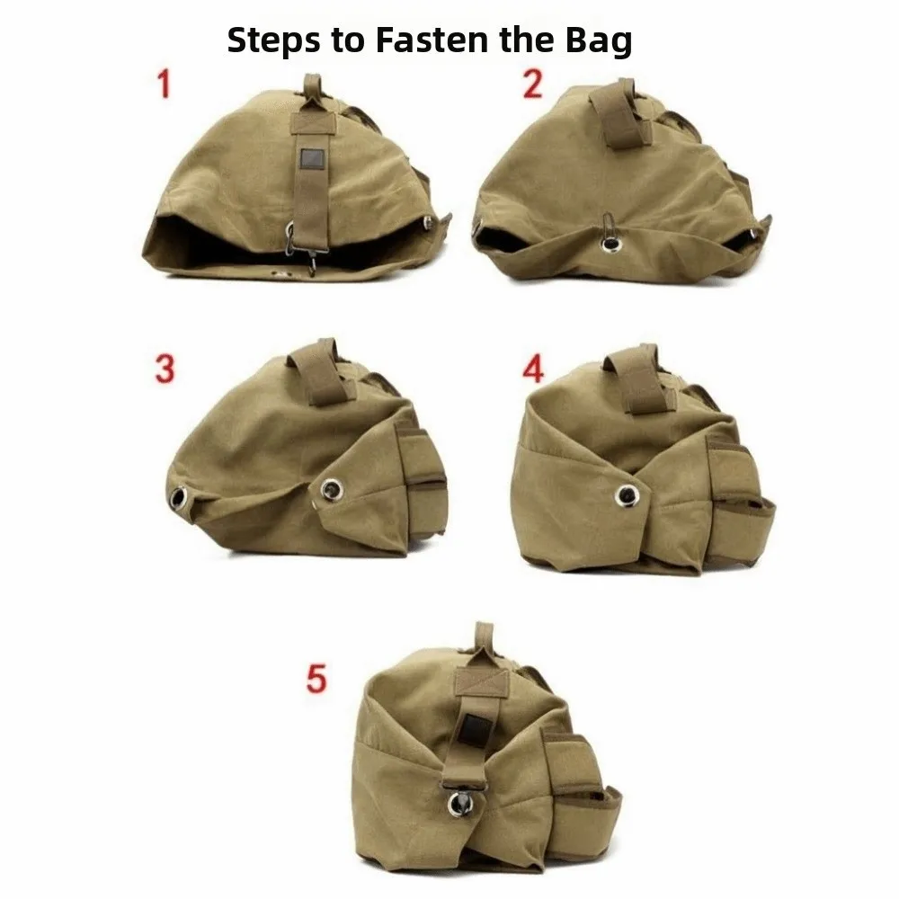 Elegant Vintage Canvas Rucksack Solid Color Folding Multi-pockets Design Backpack Multi-purpose Daypack