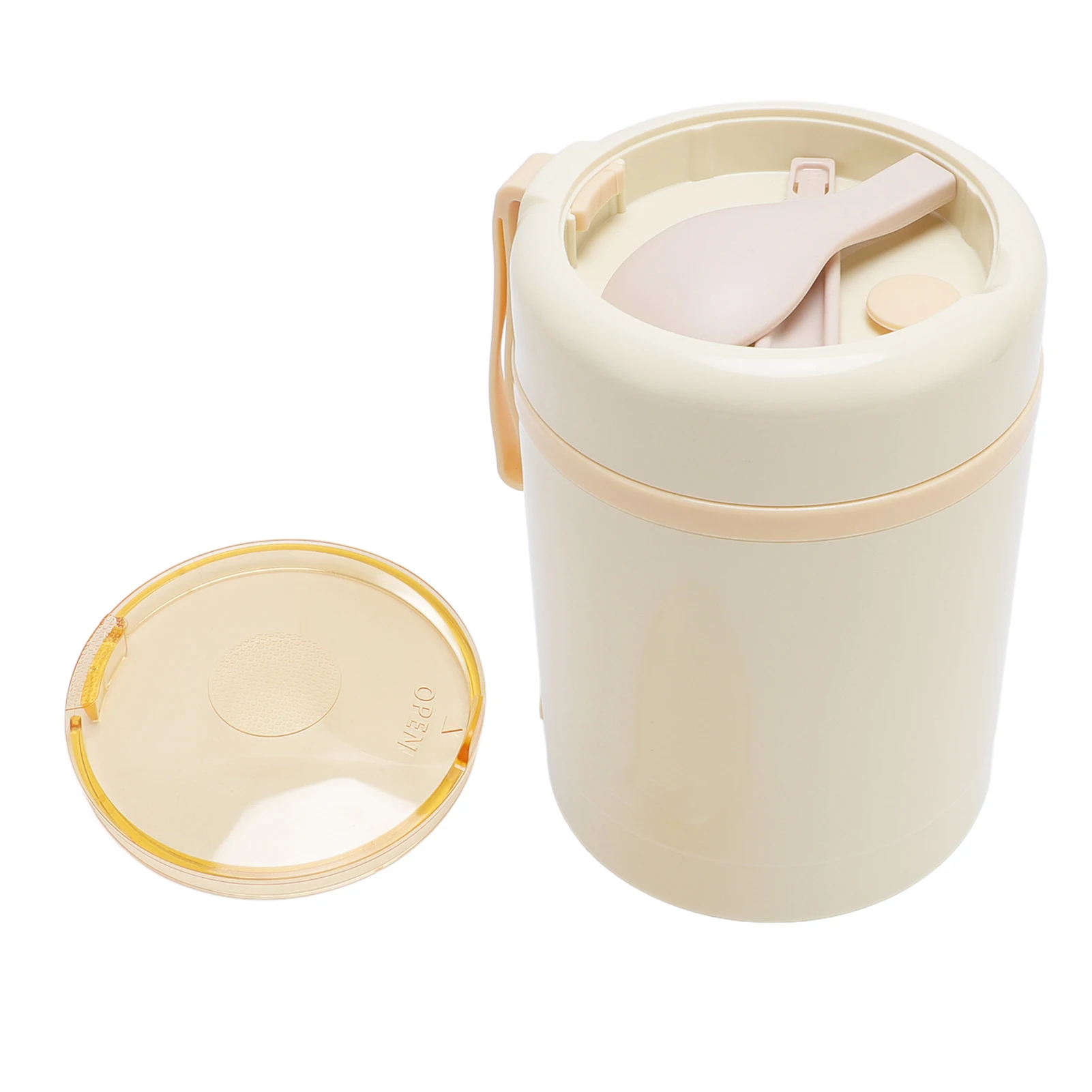 Kotak Makan Elektrik Penghangat Makanan Baja Tahan Karat 304 60 ° Stoples Makanan Terisolasi USB 600ml Anti Bocor dengan Sendok, Suhu Konstan