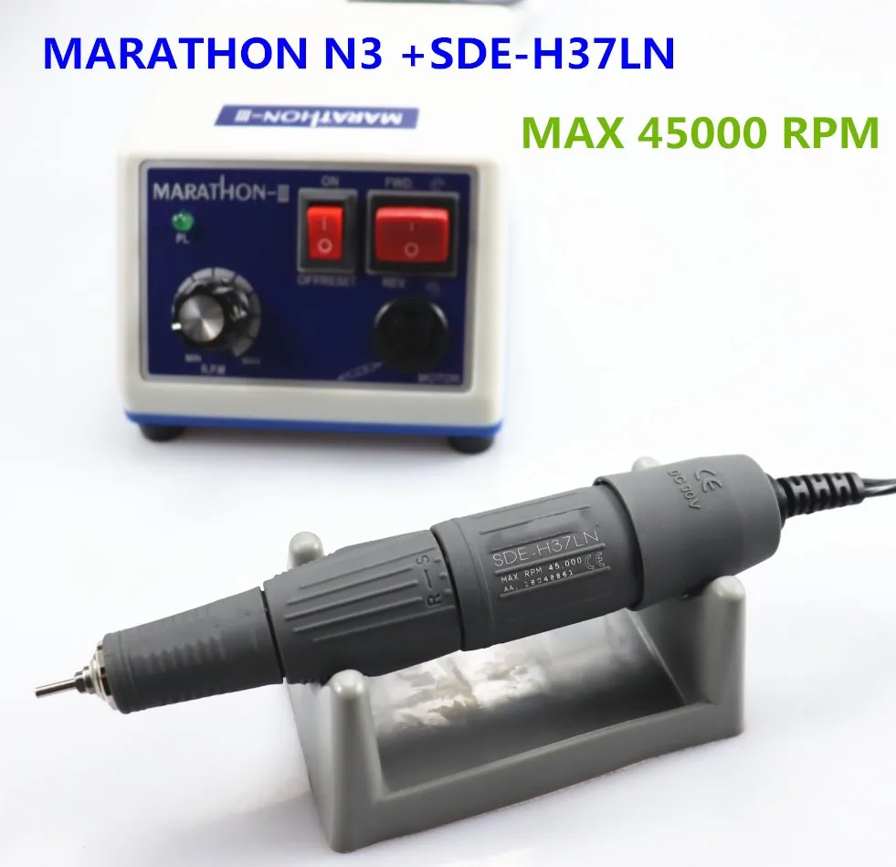 MARATHON 마이크로 모터 기계 연마 핸드피스, E 타입 전기 모터, 콘트라 앵글 및 스트레이트 핸드피스, N3 35k RPM