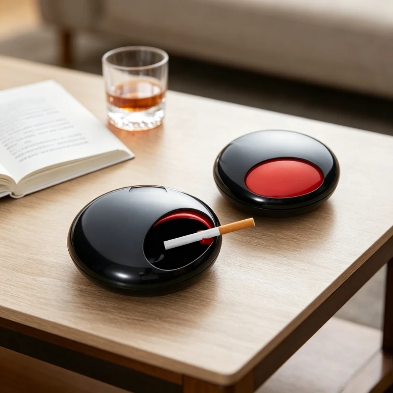 

1PC Creative Portable Ashtray Outdoor Windproof Oval Shape for Living Room Study Office Desktop Decor and Gift