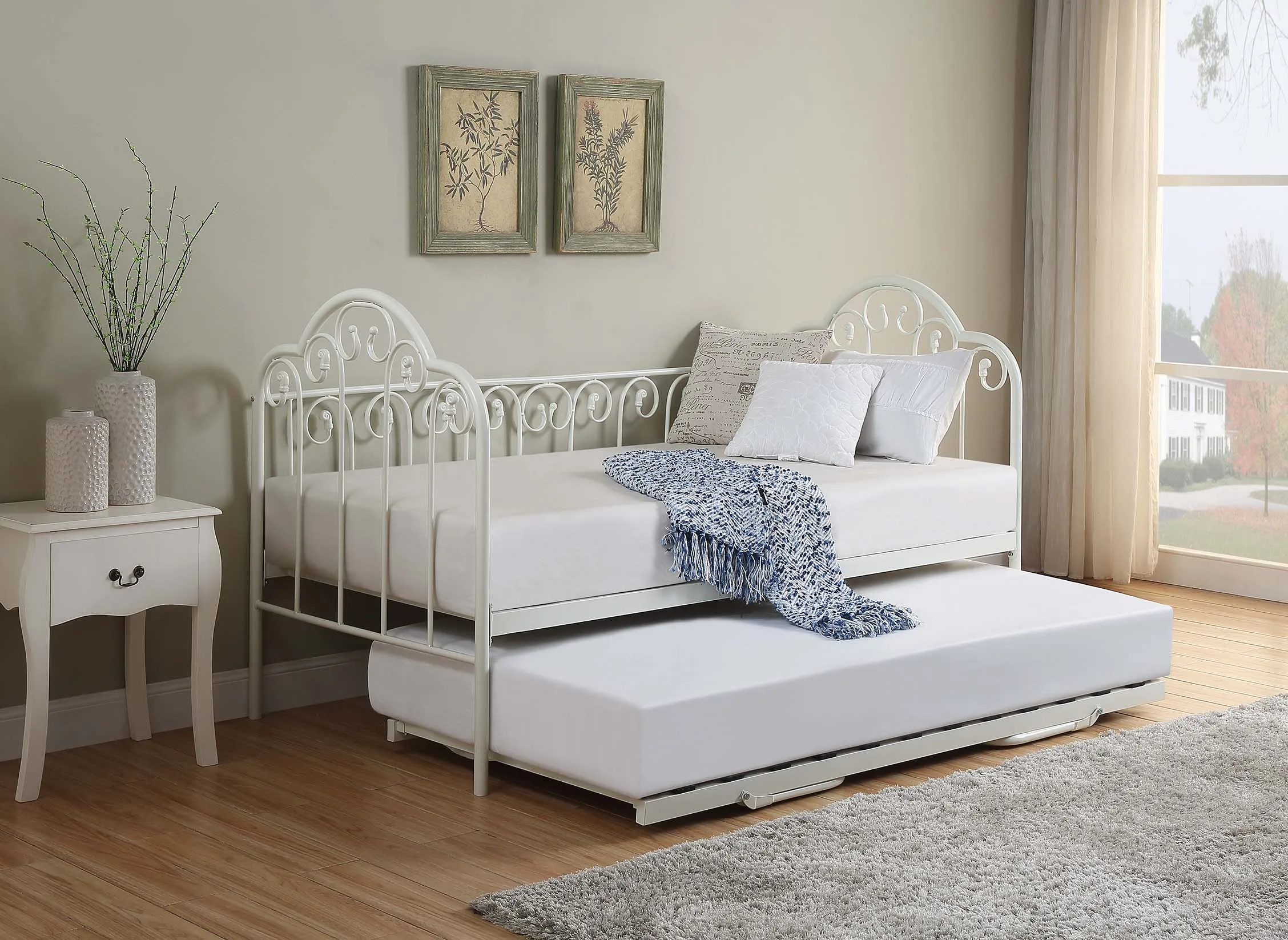 yh-Daybed Sofa Bed Fashion Simple Double king  Iron Metal Queen Size Day Bed with Trundle！
