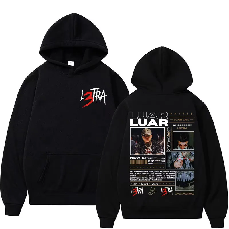 

Rapper Luar La L Music Album L3TRA Hoodie Men's Winter High Quality Fashion Sweatshirt Man Casual Fleece Hoodies Streetwear Male