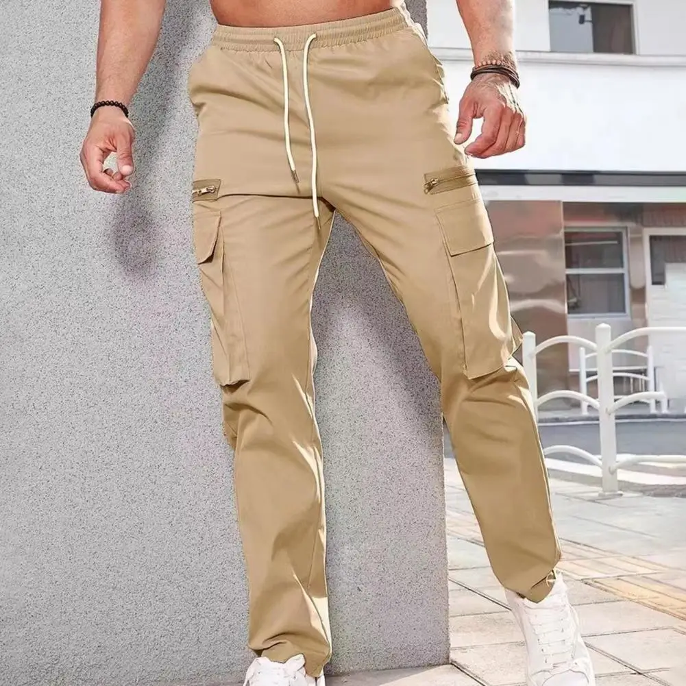 New 2023 Cargo Pants Trousers for Men Full Length Solid Color Loose Multi-pocket Drawstring Pockets Pants Male Cargo Pants 3XL