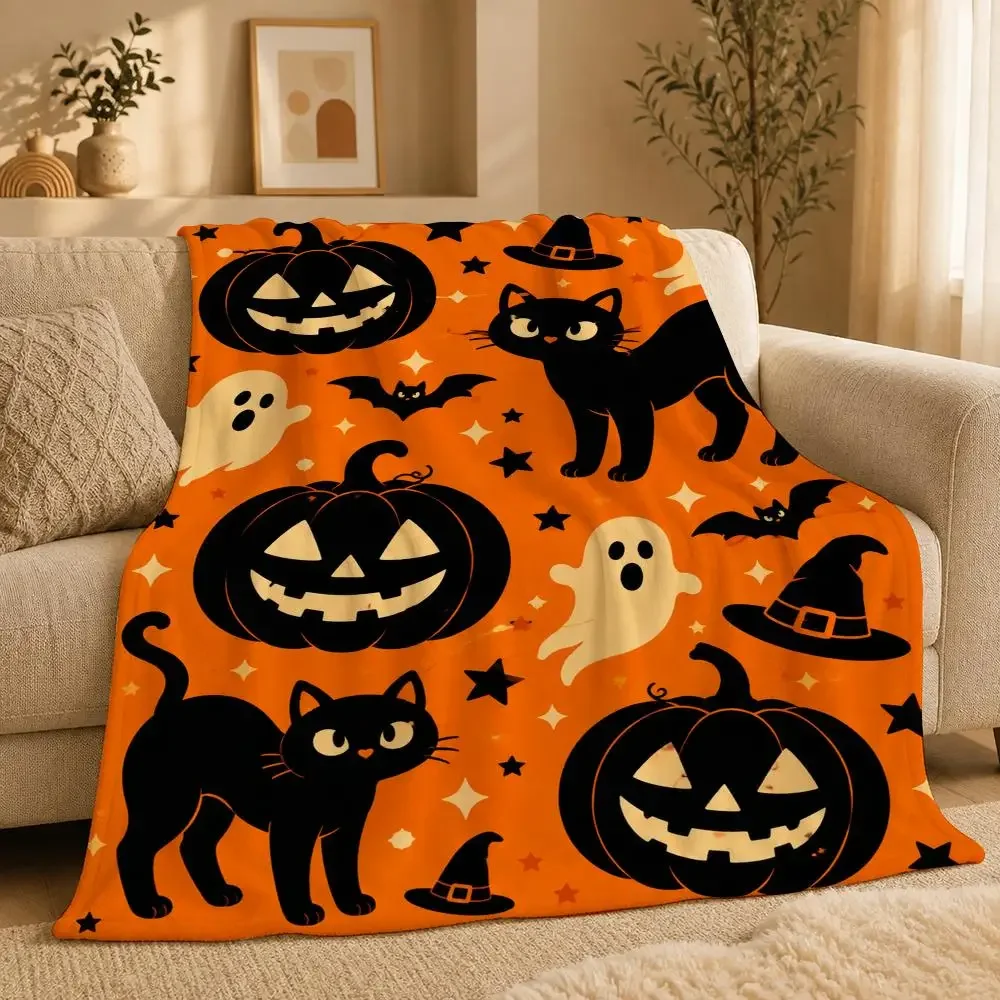 Cozy Halloween Throw Ultra-Comfortable Flannel Plush Throw Blanket—Suitable for Bed, Sofa, Bedroom, Living Room, and Travel