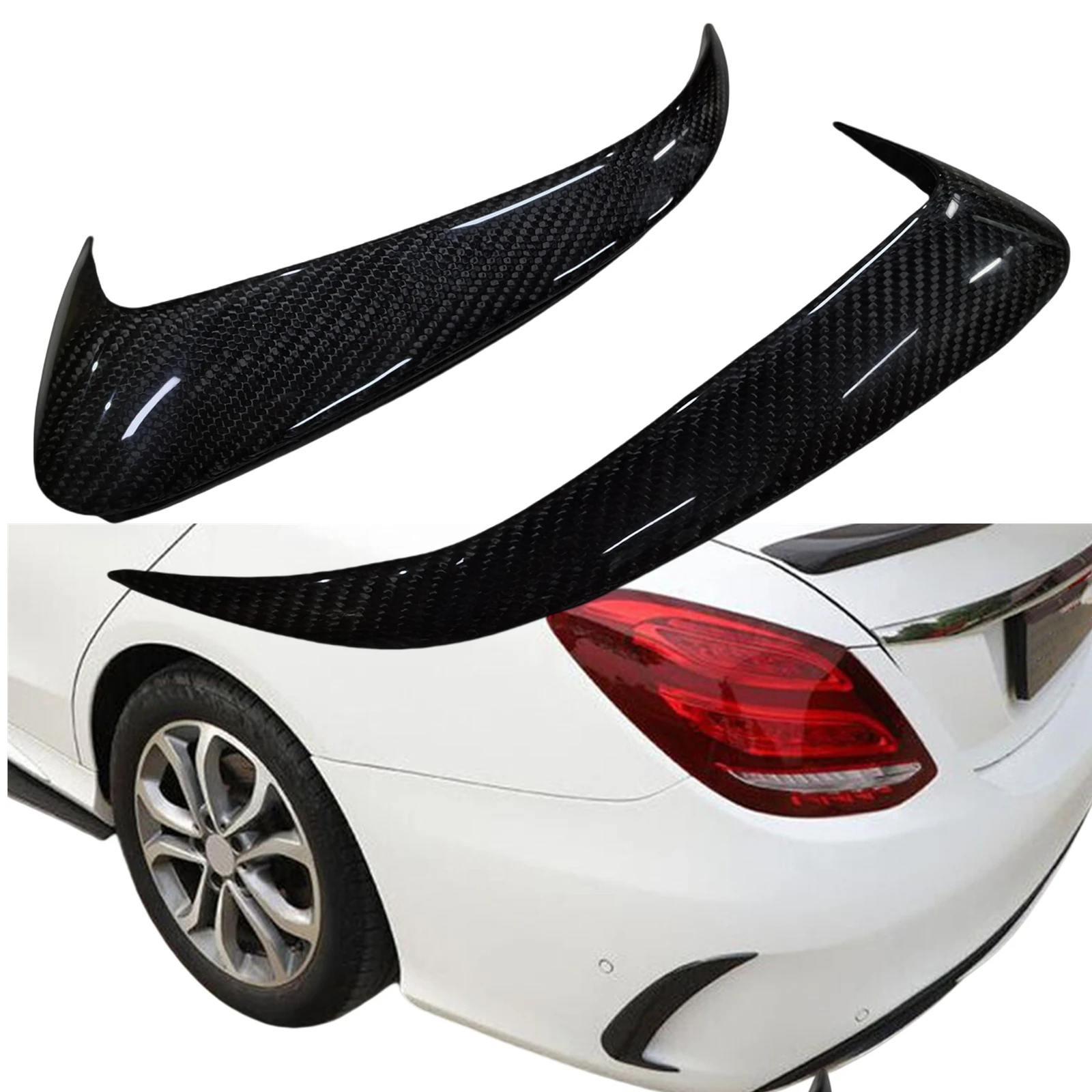 

For Mercedes Benz W205 C Class C63 C43 AMG 2014-2017 Sedan Rear Bumper Side Air Vent Trim Carbon Fiber Spoiler Canards Splitter