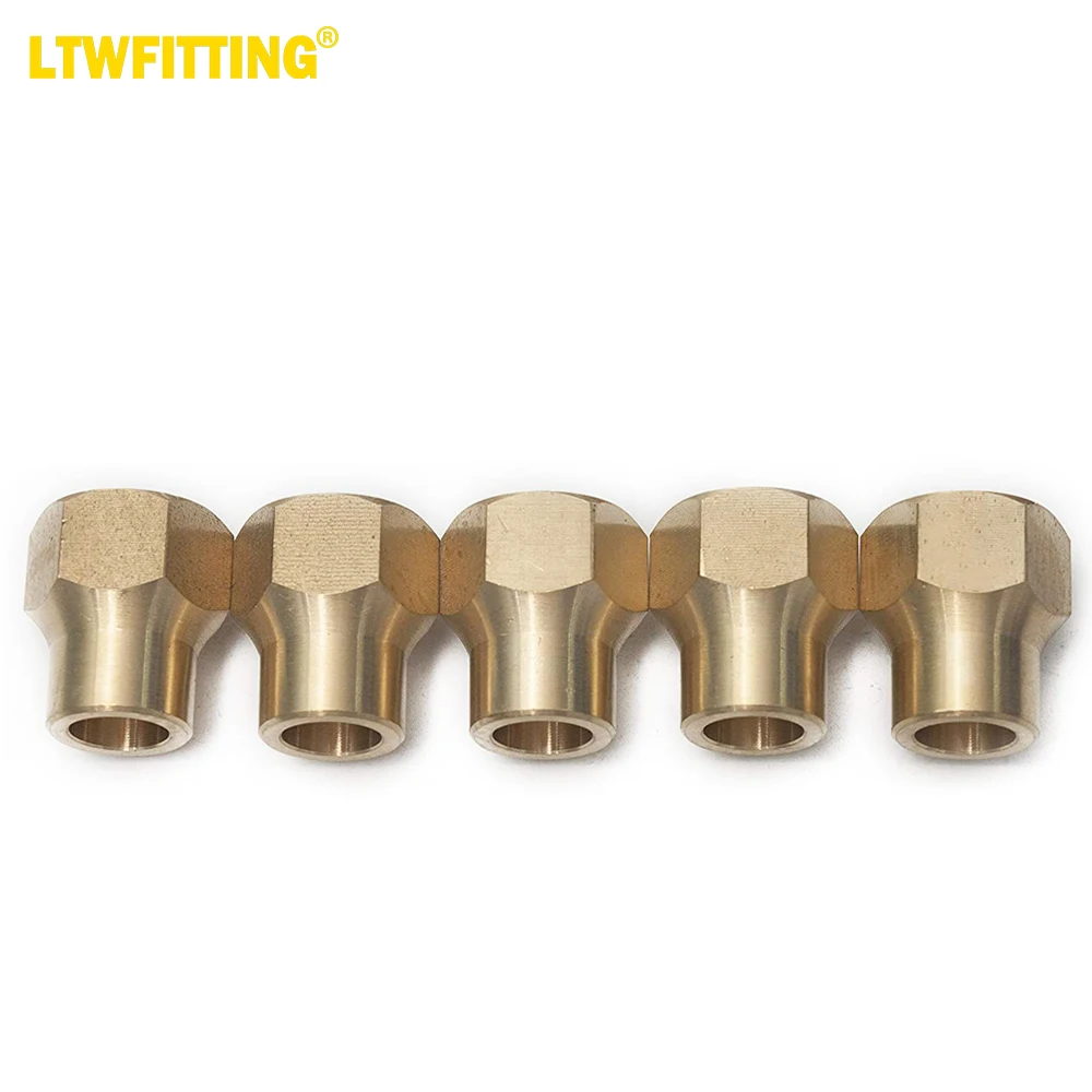 

LTWFITTING Brass 1/2" OD 45 Degree Flare Long Forged Nut ,Brass Flare Tube Fitting(Pack of 5)