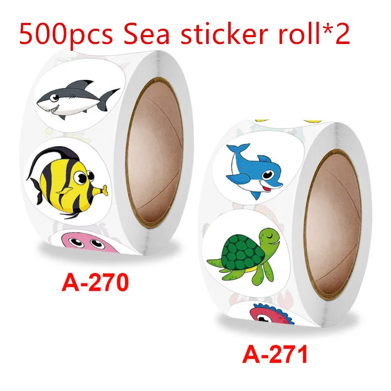 500/1000pcs Ocean Seal Stickers Student Christmas Gift Packaging Label for School Stationery Kids DIY Toys Birthday Party Decor