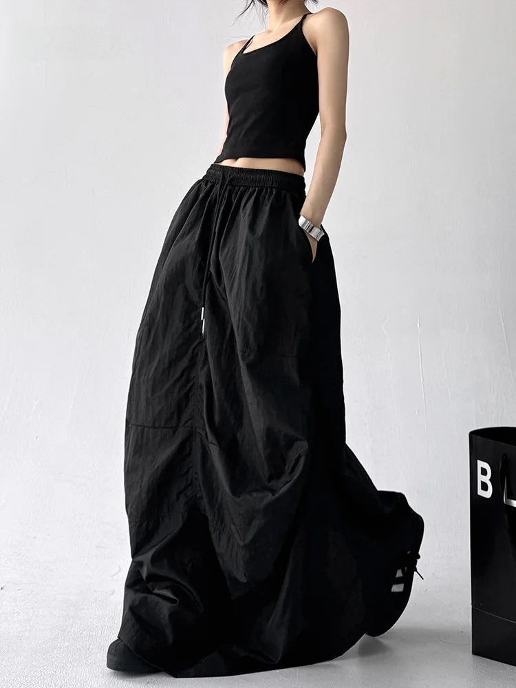 

High Waist Loose Long A-Line Skirt for Women Street Sle Workwear Summer 2025 New Arrival Slimming Effect Heavy Du Versati...