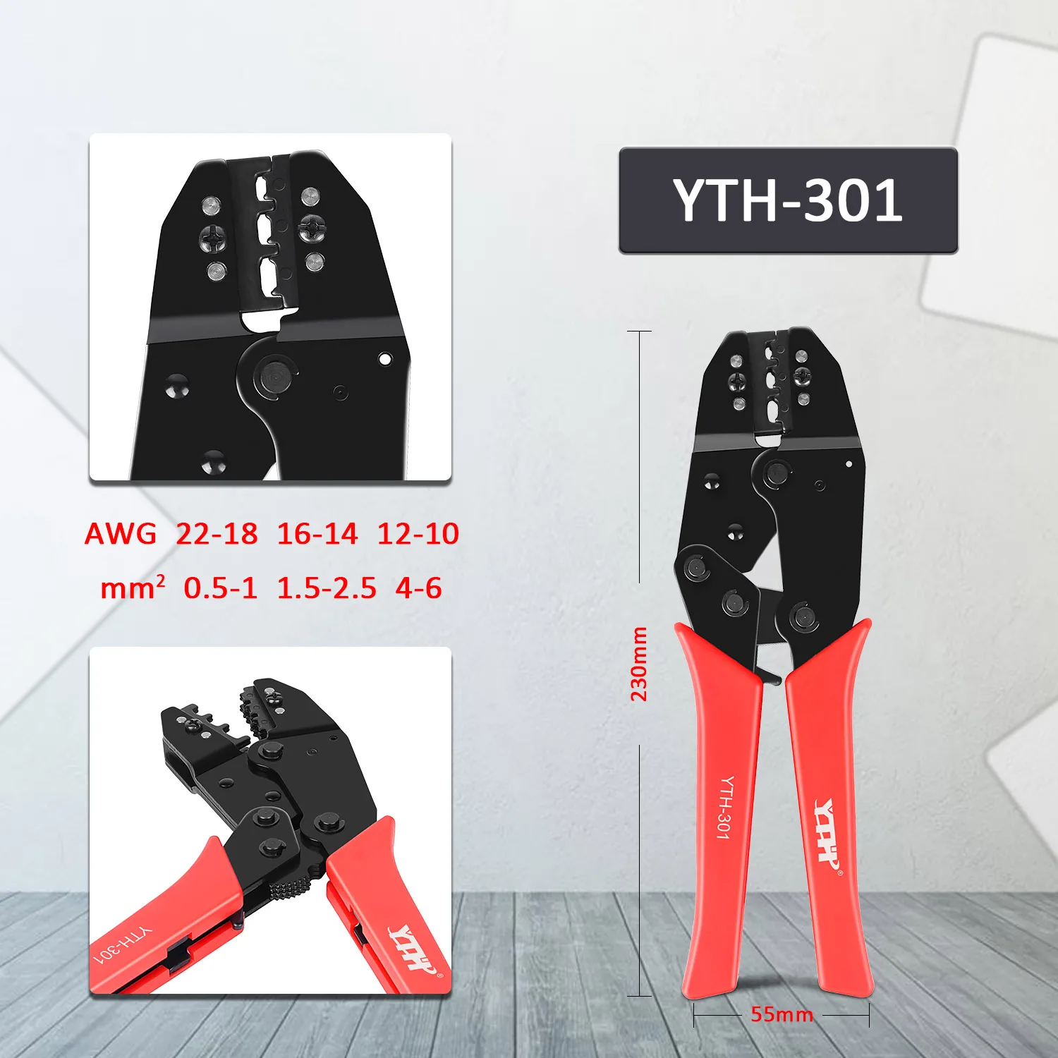 YTH-301J 301G 301C 301A 301K 230PA Crimping Pliers Ferrule Sleeves Tubular BNC Terminal Pliers Tools Wire Crimper Electrical Set