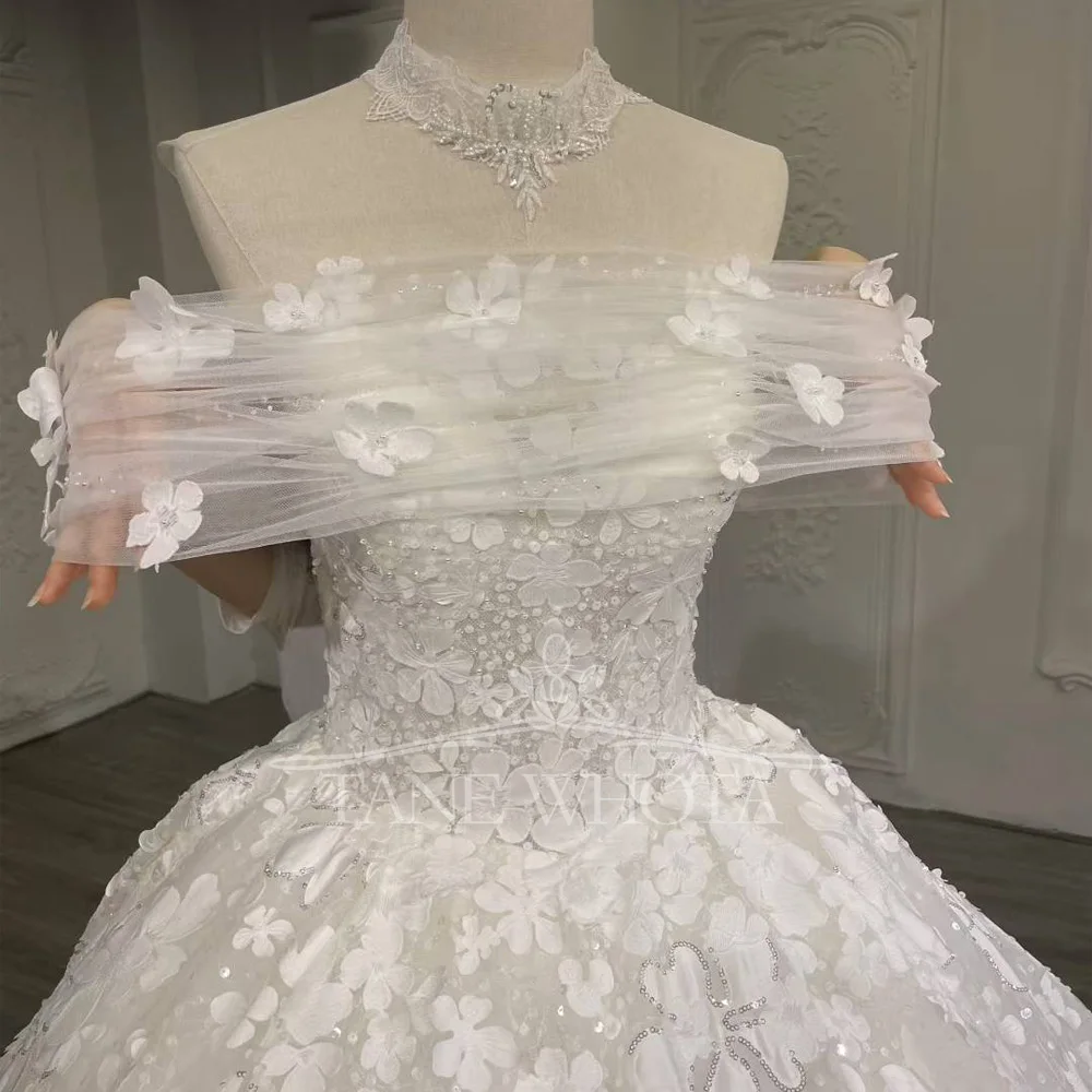 Vestido de novia de lentejuelas de lujo 2025, sin tirantes, con hombros descubiertos, con cordones en la espalda, apliques, vestido de dama de honor personalizable
